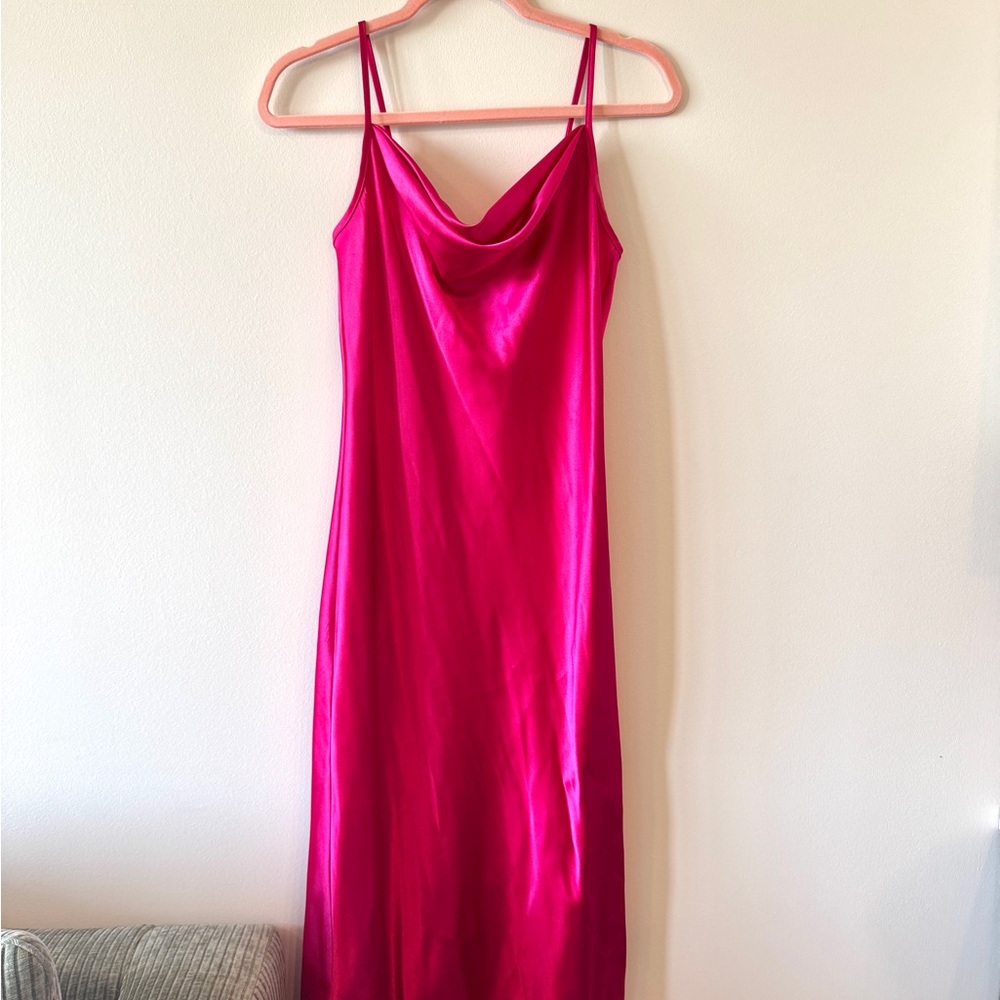 Bebe Vibrant Pink Midi Dress